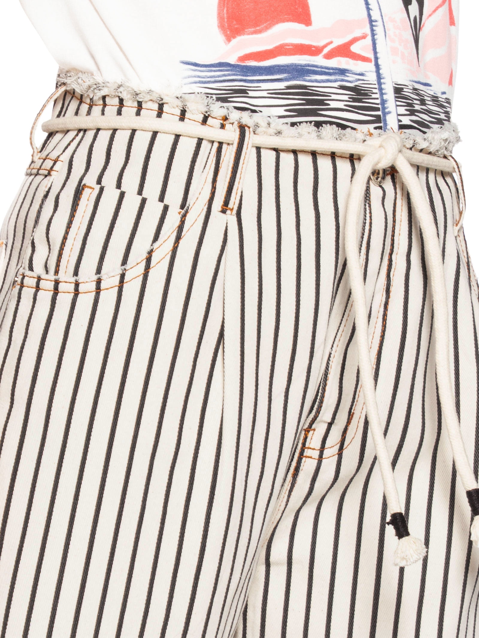 Calça Feminina Sarja Listrada Branco Farm