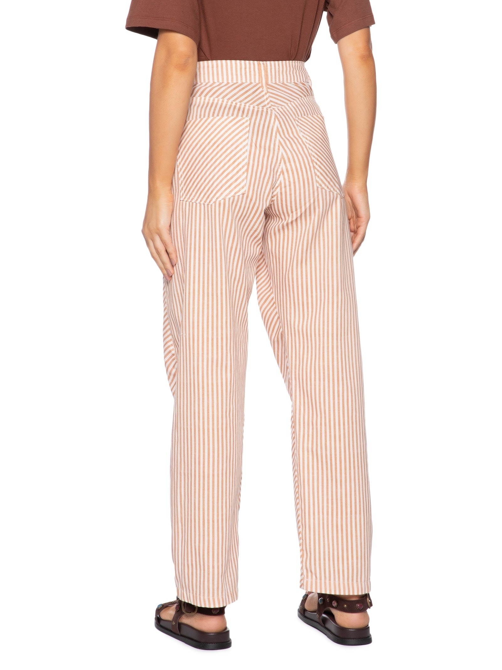 Calça Feminina Sarja Listras Barrel Vermelho Dress To