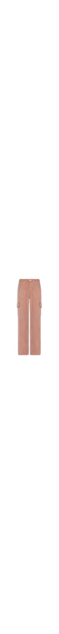 Calça Feminina Sarja Low Rise Cargo Com Pregas - Rosa