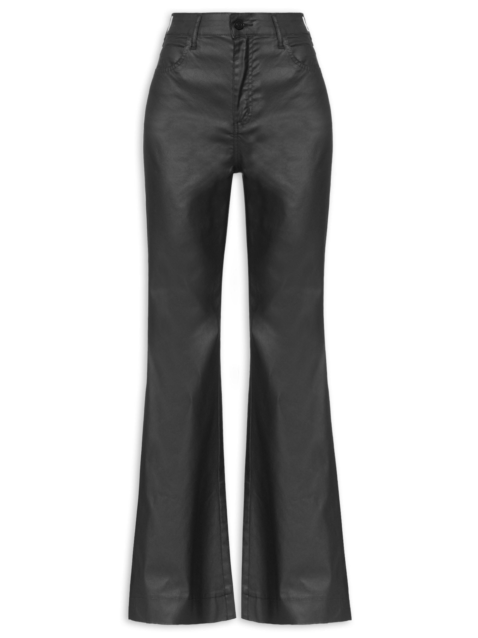Calça Feminina Sarja Madrid Boot Cut Resinada Preto Colcci Jeans