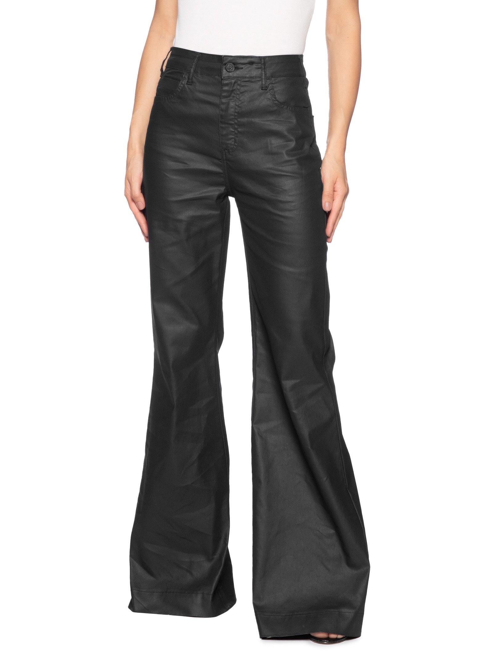 Calça Feminina Sarja Madrid Boot Cut Resinada Preto Colcci Jeans