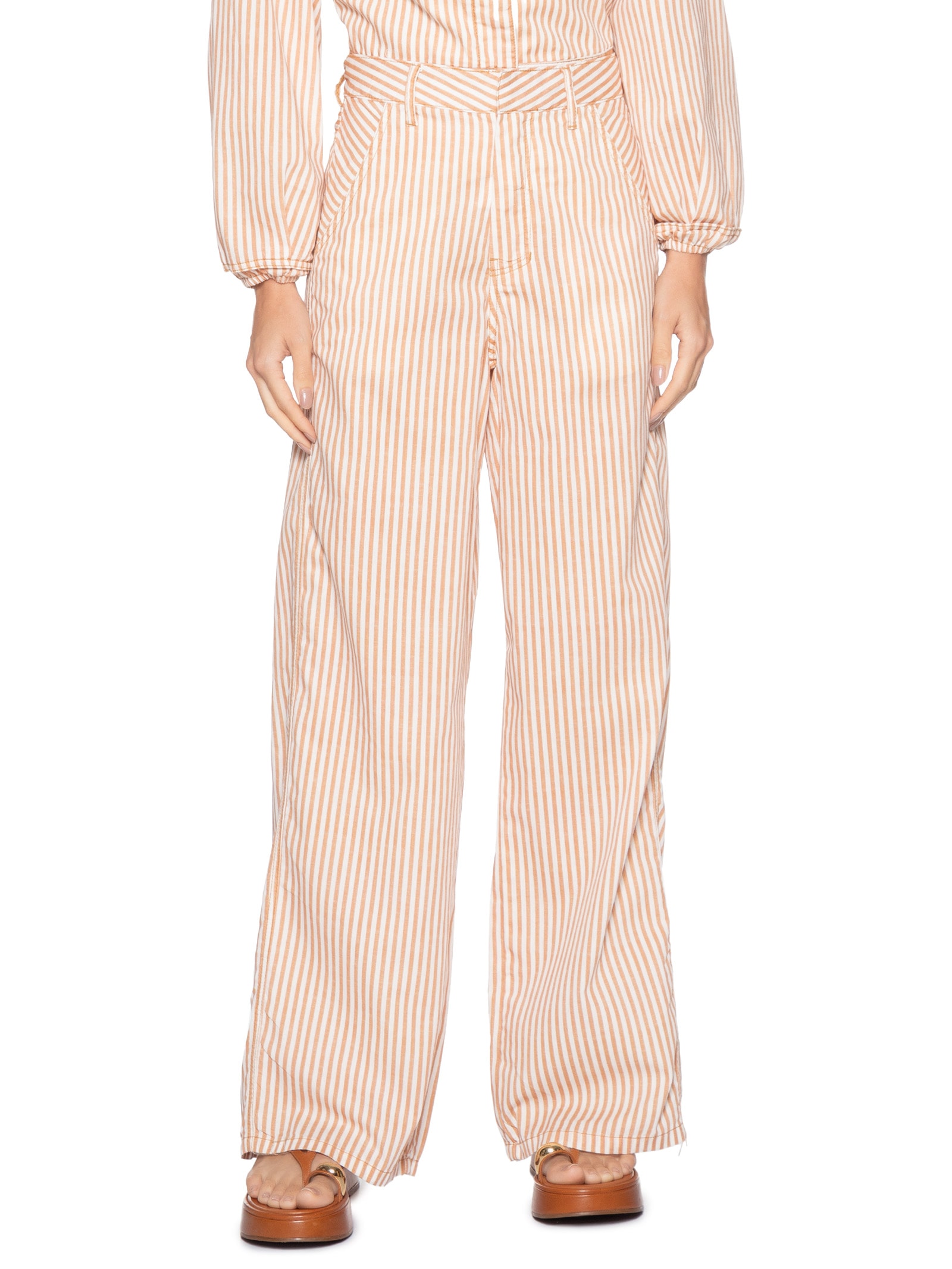 Calça Feminina Sarja Mix Listras Vermelho Dress To