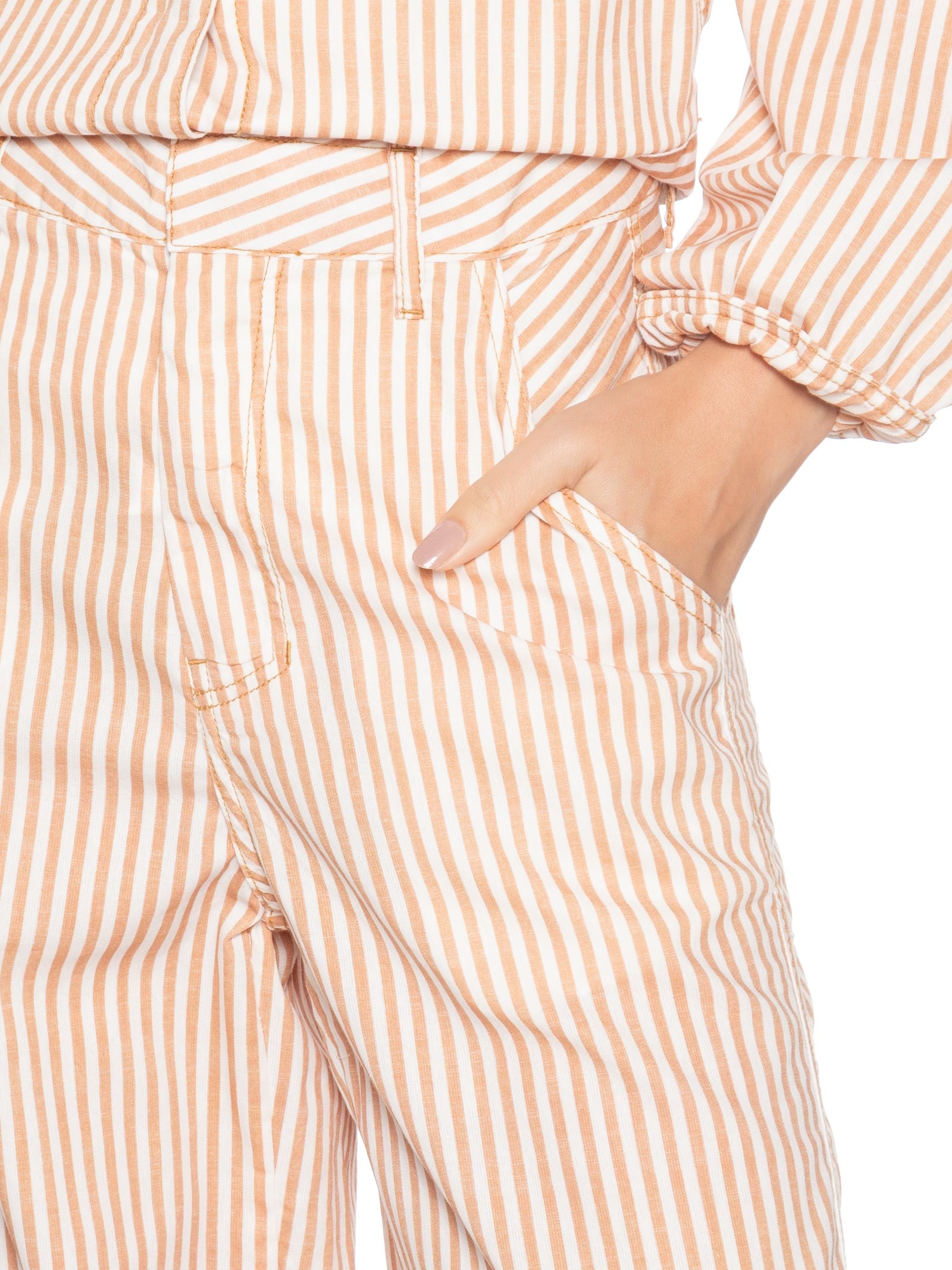 Calça Feminina Sarja Mix Listras Vermelho Dress To