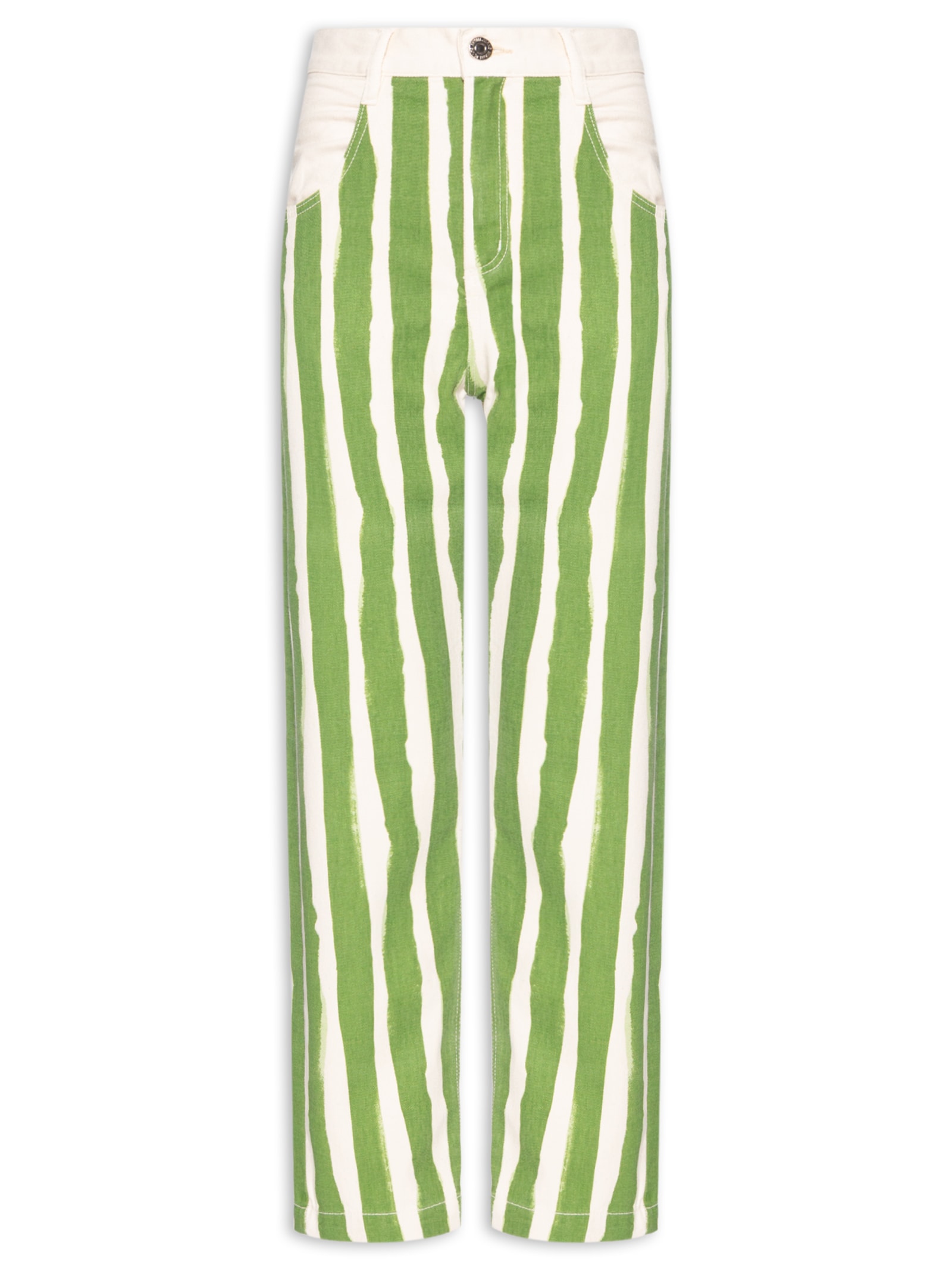 Calça Feminina Sarja Nipper Estampa Listras Verde Animale Jeans