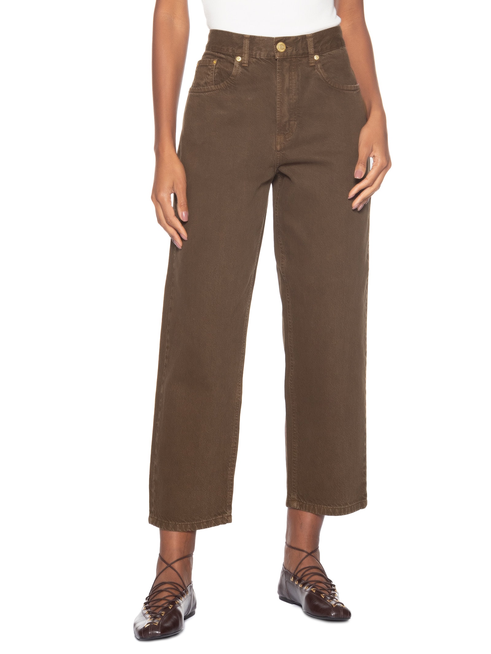 Calça Feminina Sarja Nipper Stoned Marrom Animale Jeans