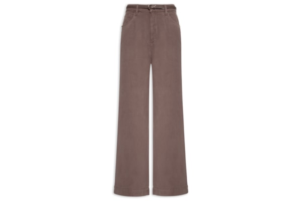 Calça Feminina Sarja Palazzo Cintura Média - Marrom