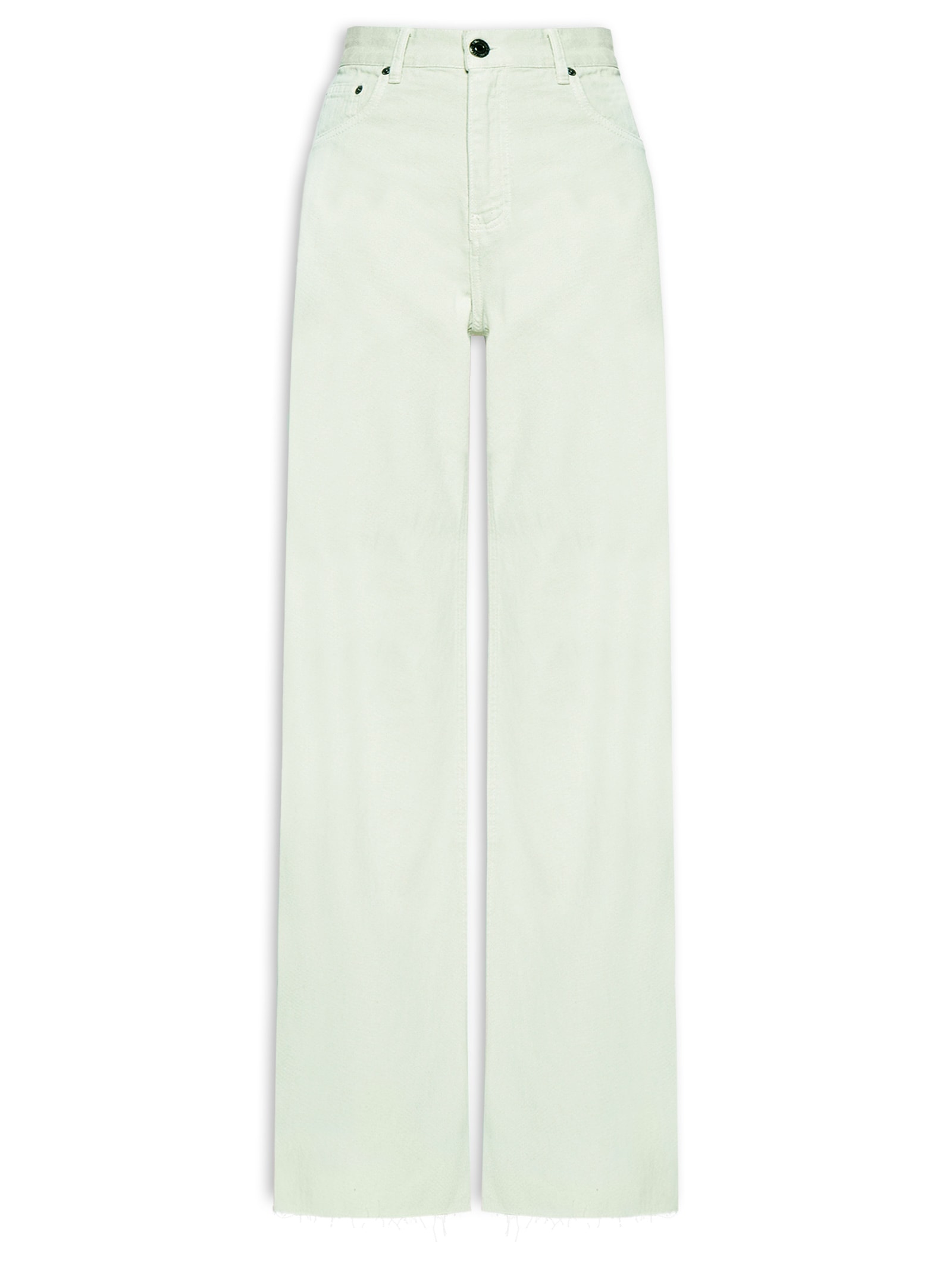 Calça Feminina Sarja Pantalona Barra A Fio Cinza Animale Jeans