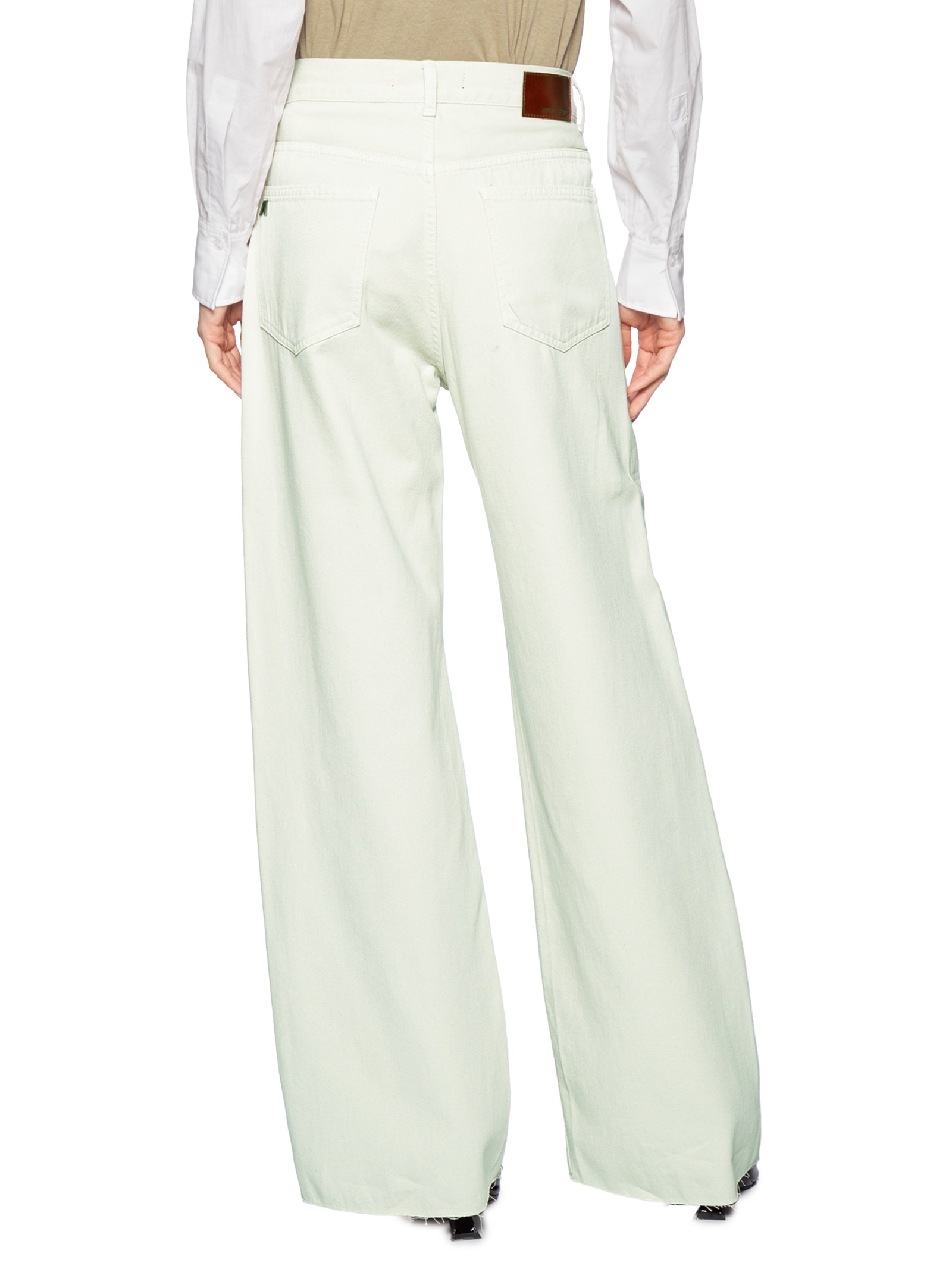 Calça Feminina Sarja Pantalona Barra A Fio Cinza Animale Jeans