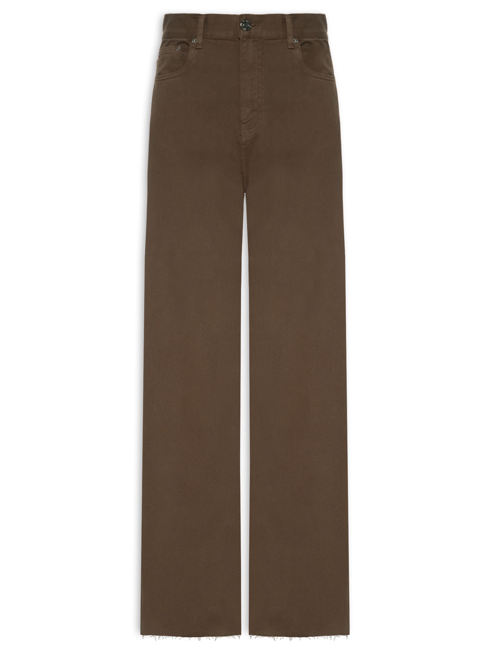 Calça Feminina Sarja Pantalona Barra A Fio Marrom Animale Jeans