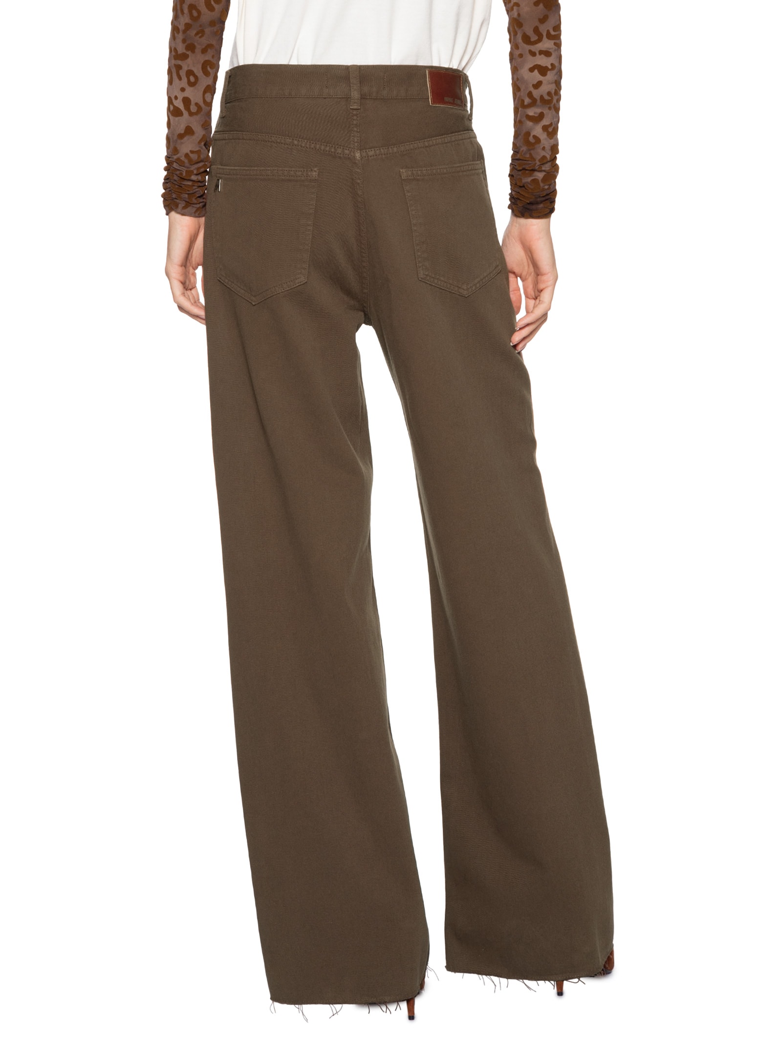 Calça Feminina Sarja Pantalona Barra A Fio Marrom Animale Jeans