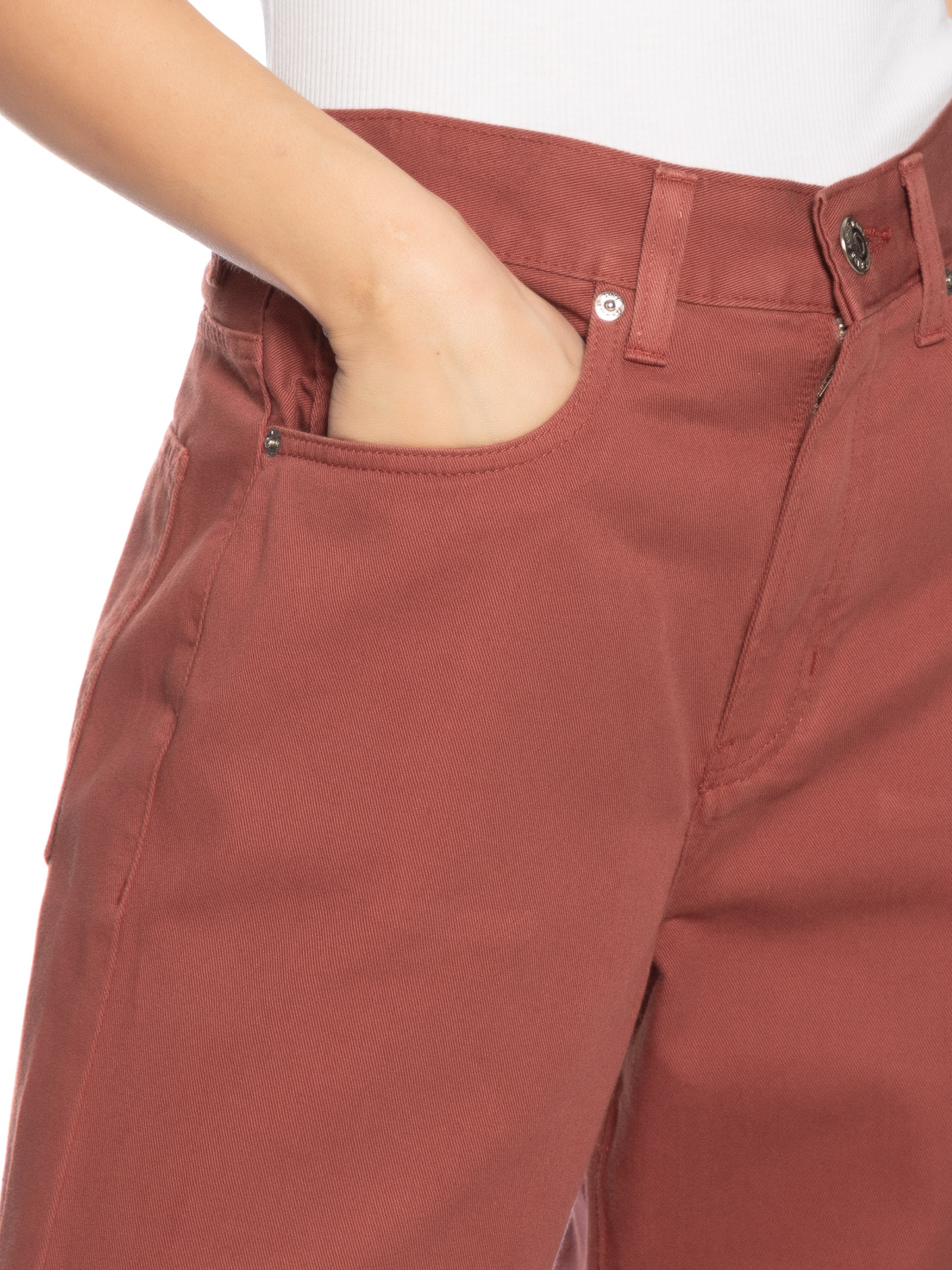 Calça Feminina Sarja Pantalona Color Vermelho Animale Jeans