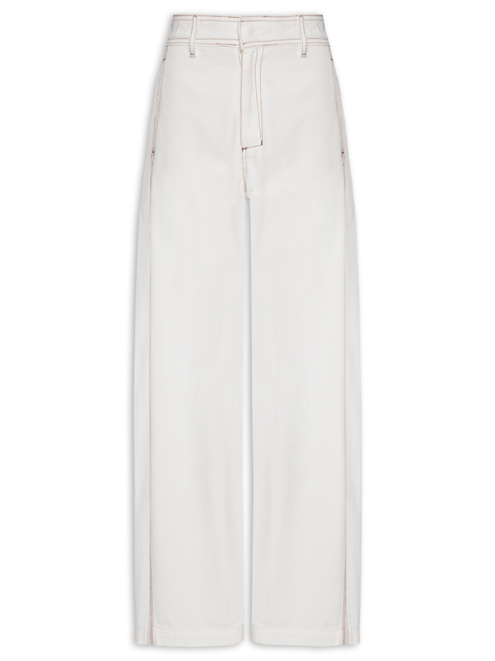 Calça Feminina Sarja Pespontos Branco Dress To