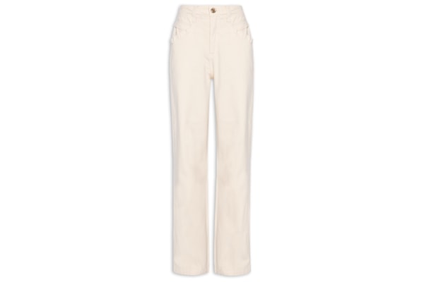 Calça Feminina Sarja Raquel Wide Leg - Bege