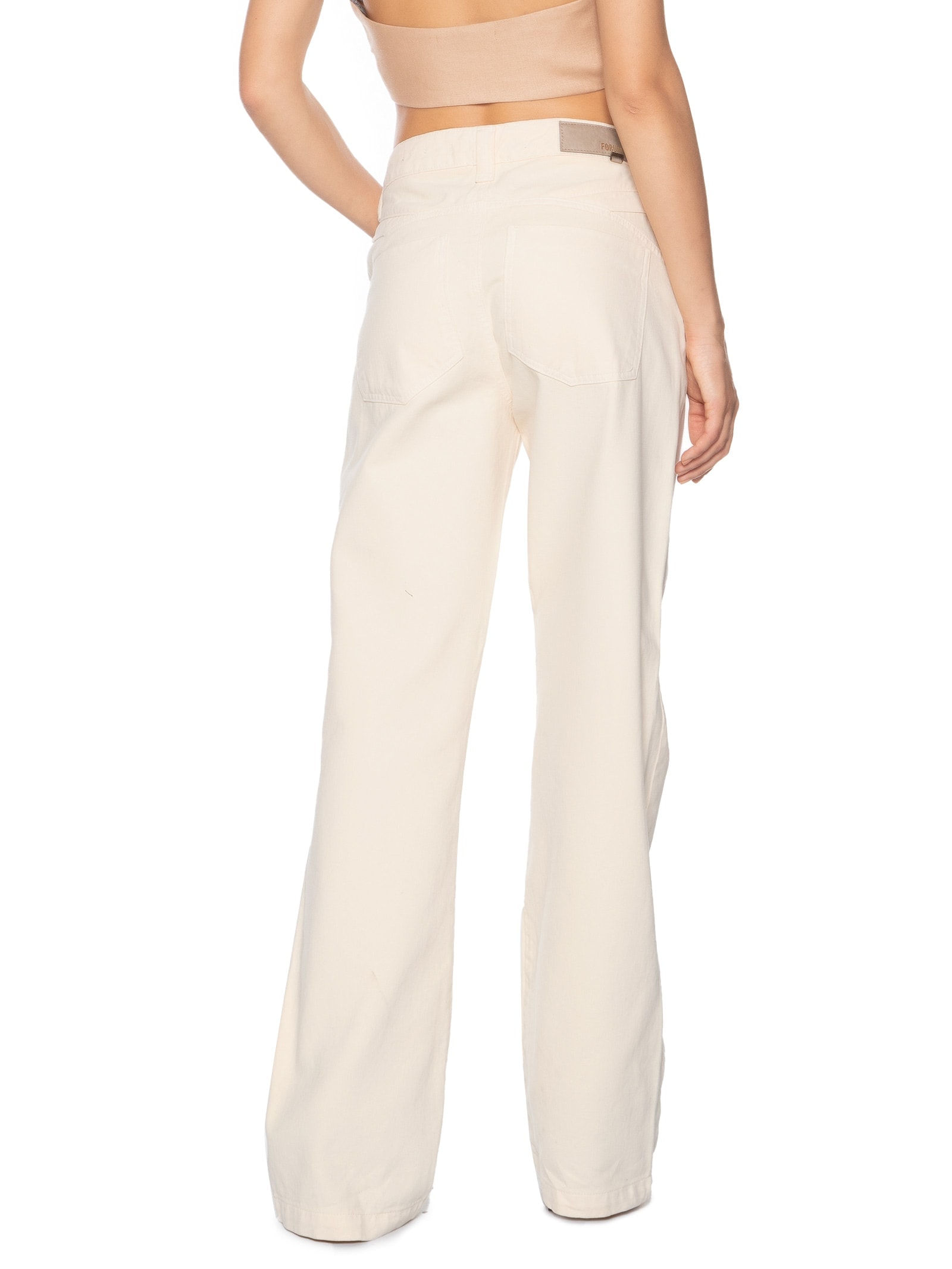 Calça Feminina Sarja Raquel Wide Leg Bege Forum
