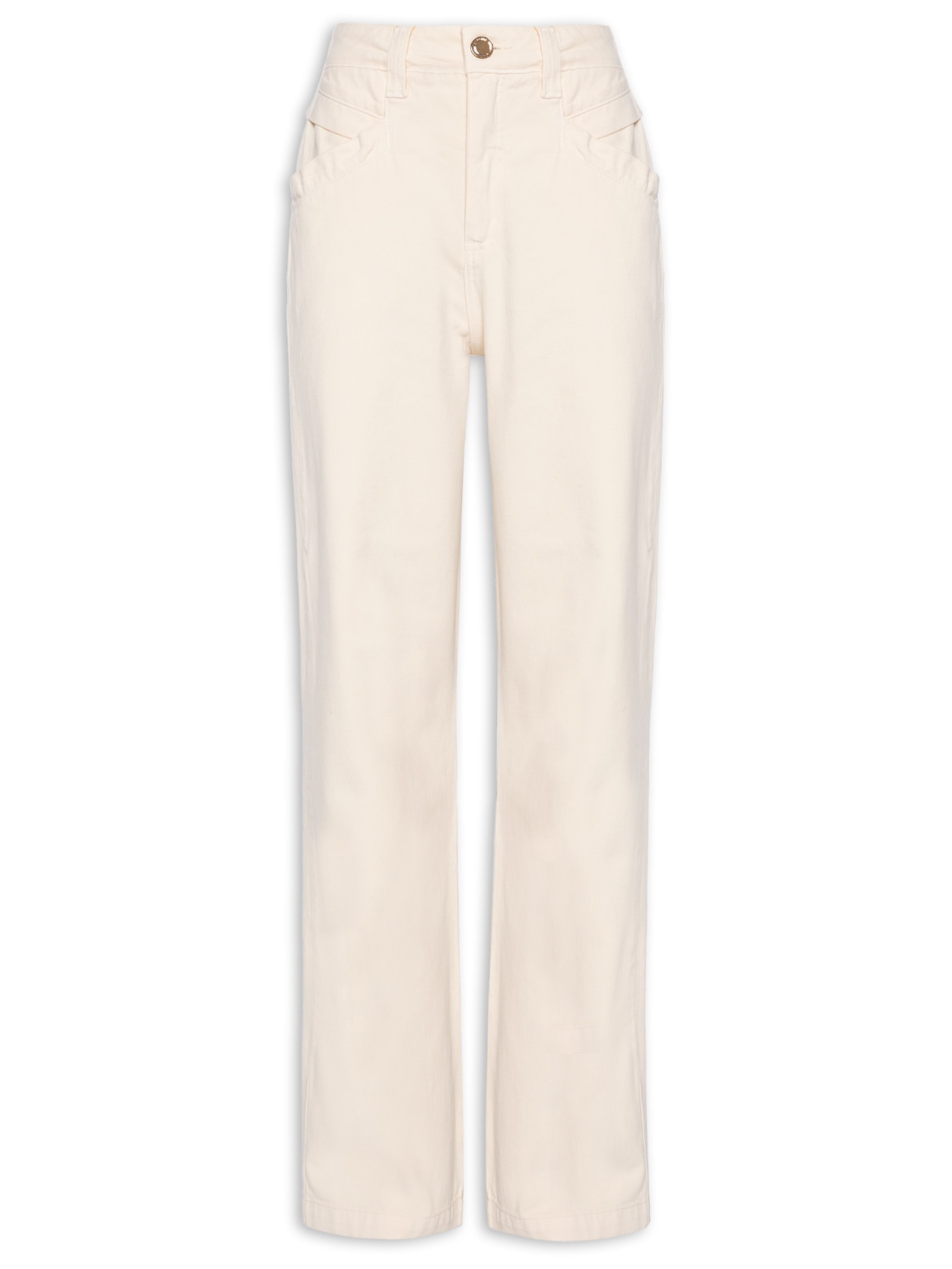 Calça Feminina Sarja Raquel Wide Leg Bege Forum