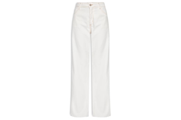 Calça Feminina Sarja Reta Cintura Média - Off White