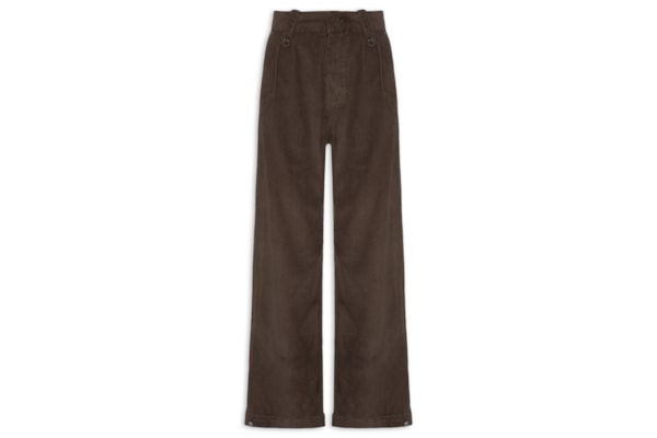 Calça Feminina Sarja Reta Cotelê - Marrom