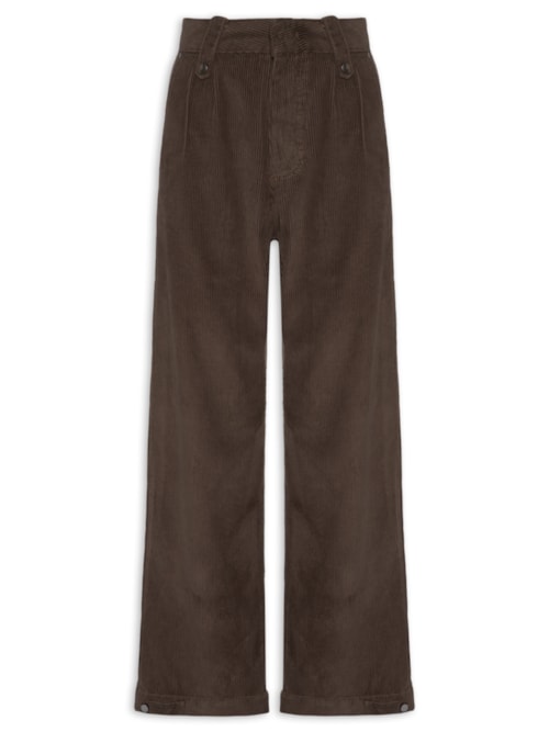 Calça Feminina Sarja Reta Cotelê - Marrom