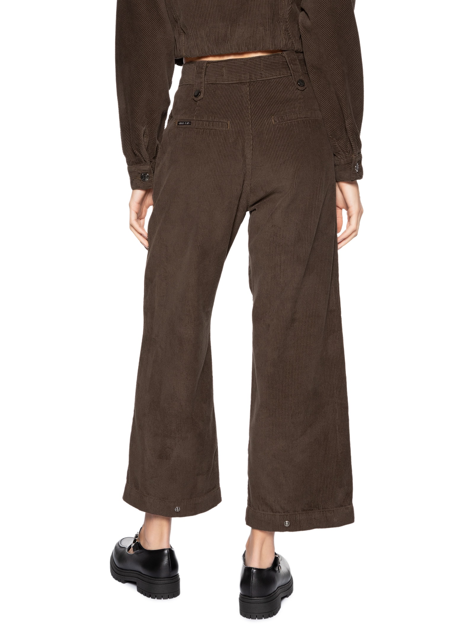 Calça Feminina Sarja Reta Cotelê Marrom Animale Jeans