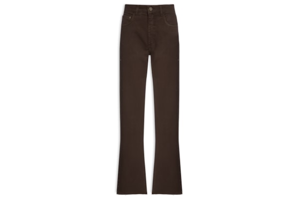 Calça Feminina Sarja Reta Cropped Lateral Tacha - Marrom