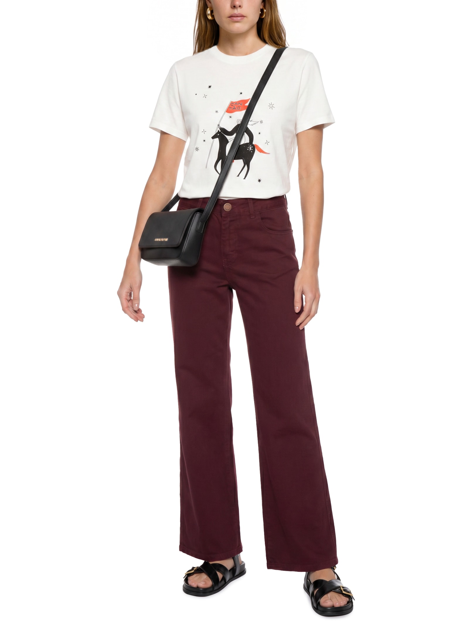 Calça Feminina Sarja Reta Devaneio Vermelho Cantão