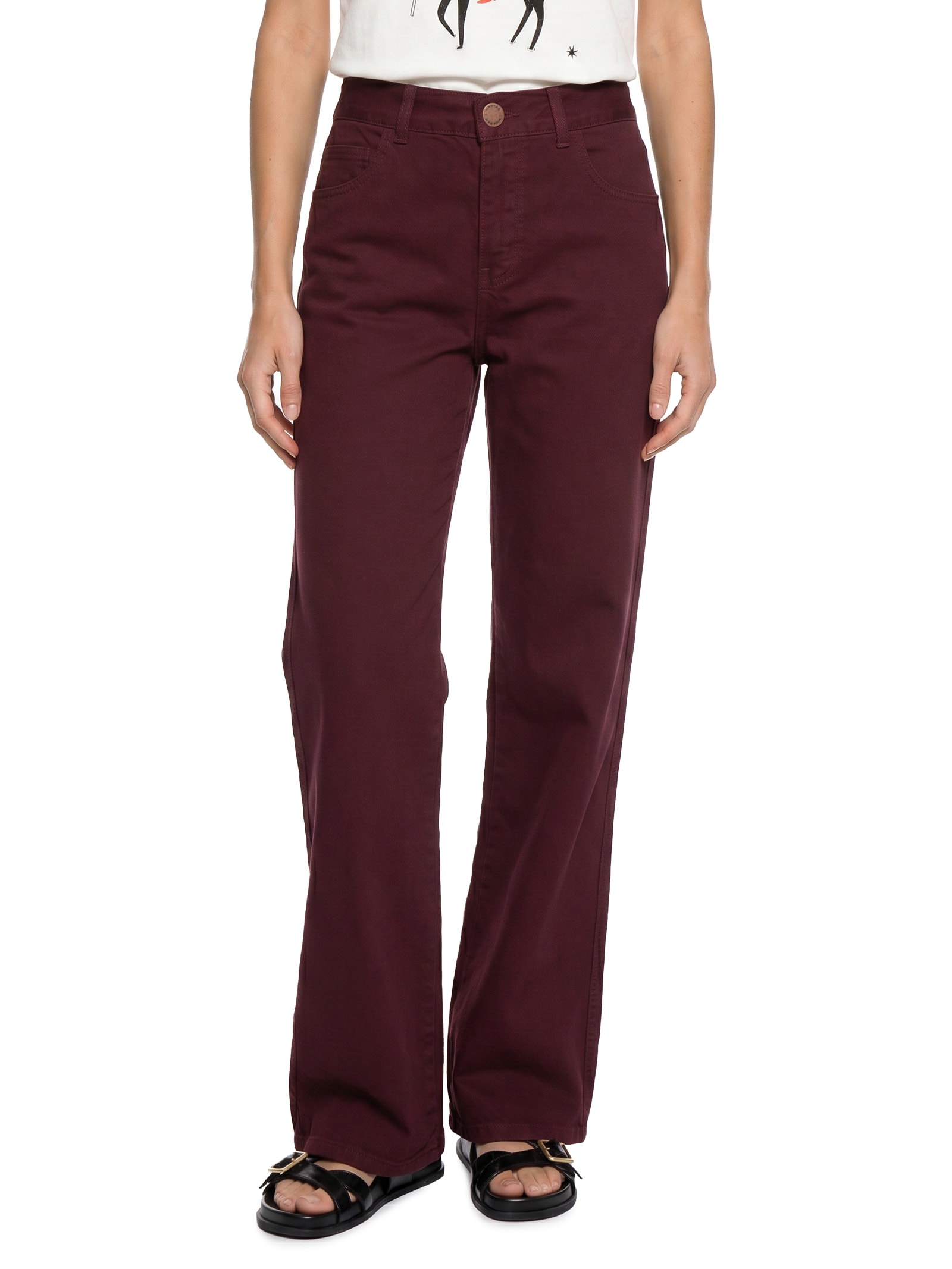 Calça Feminina Sarja Reta Devaneio Vermelho Cantão