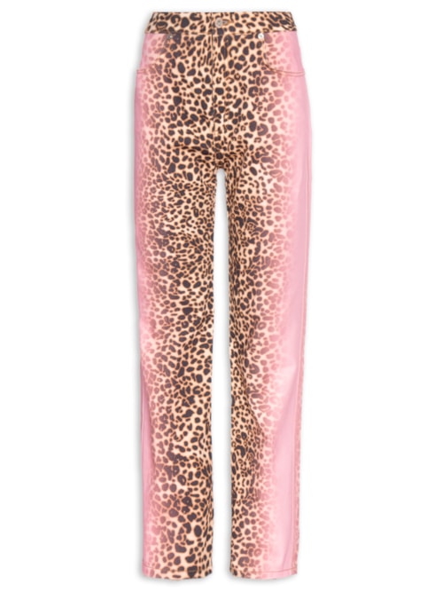 Calça Feminina Sarja Reta High Estampada – Animal Print