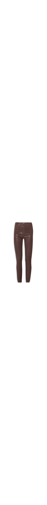 Calça Feminina Sarja Skinny Basic High Like Leath - Marrom