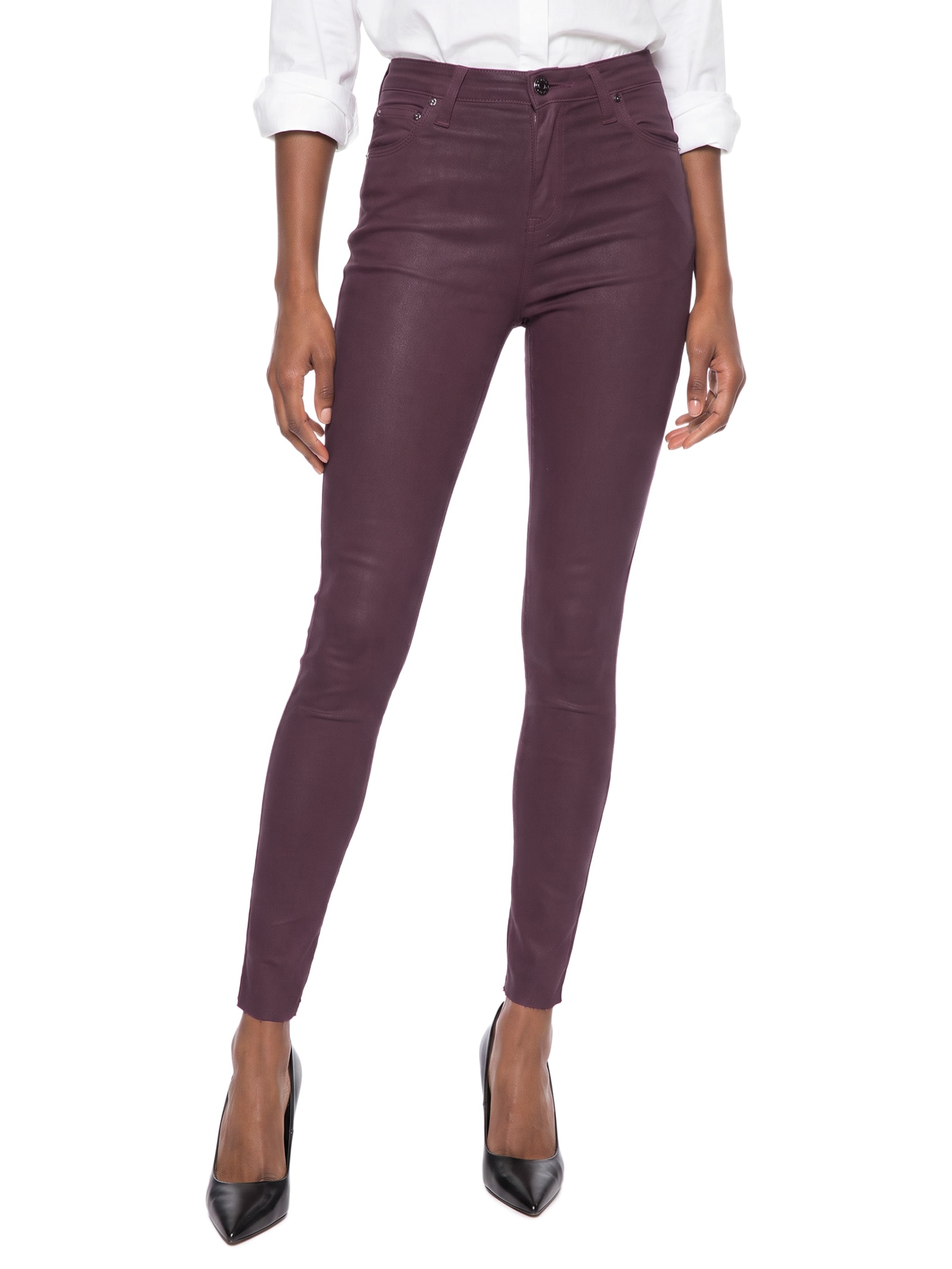 Calça Feminina Sarja Skinny Basic High Like Leather Vermelho Animale Jeans