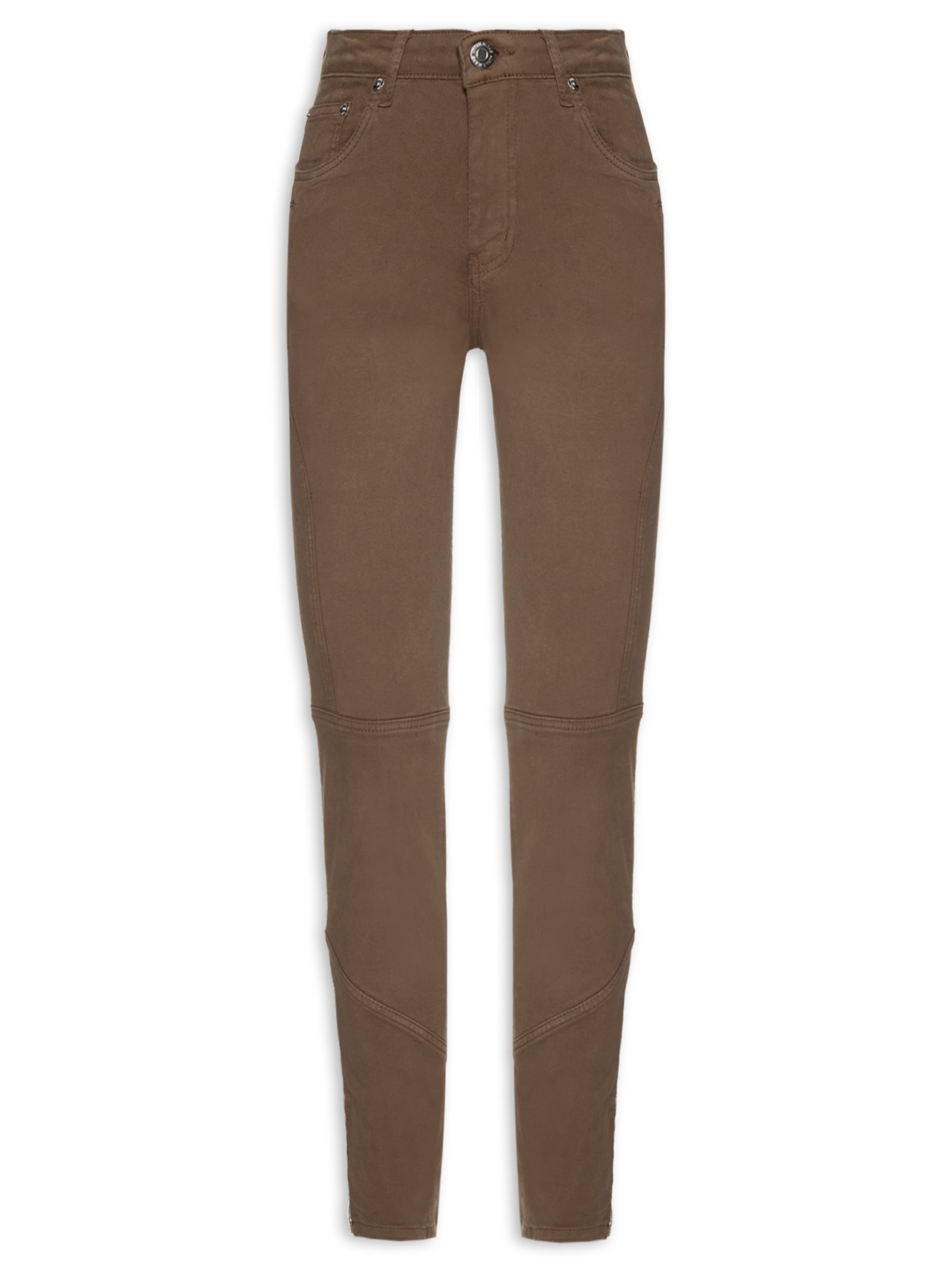 Calça Feminina Sarja Skinny Basic High Premium Marrom Animale Jeans