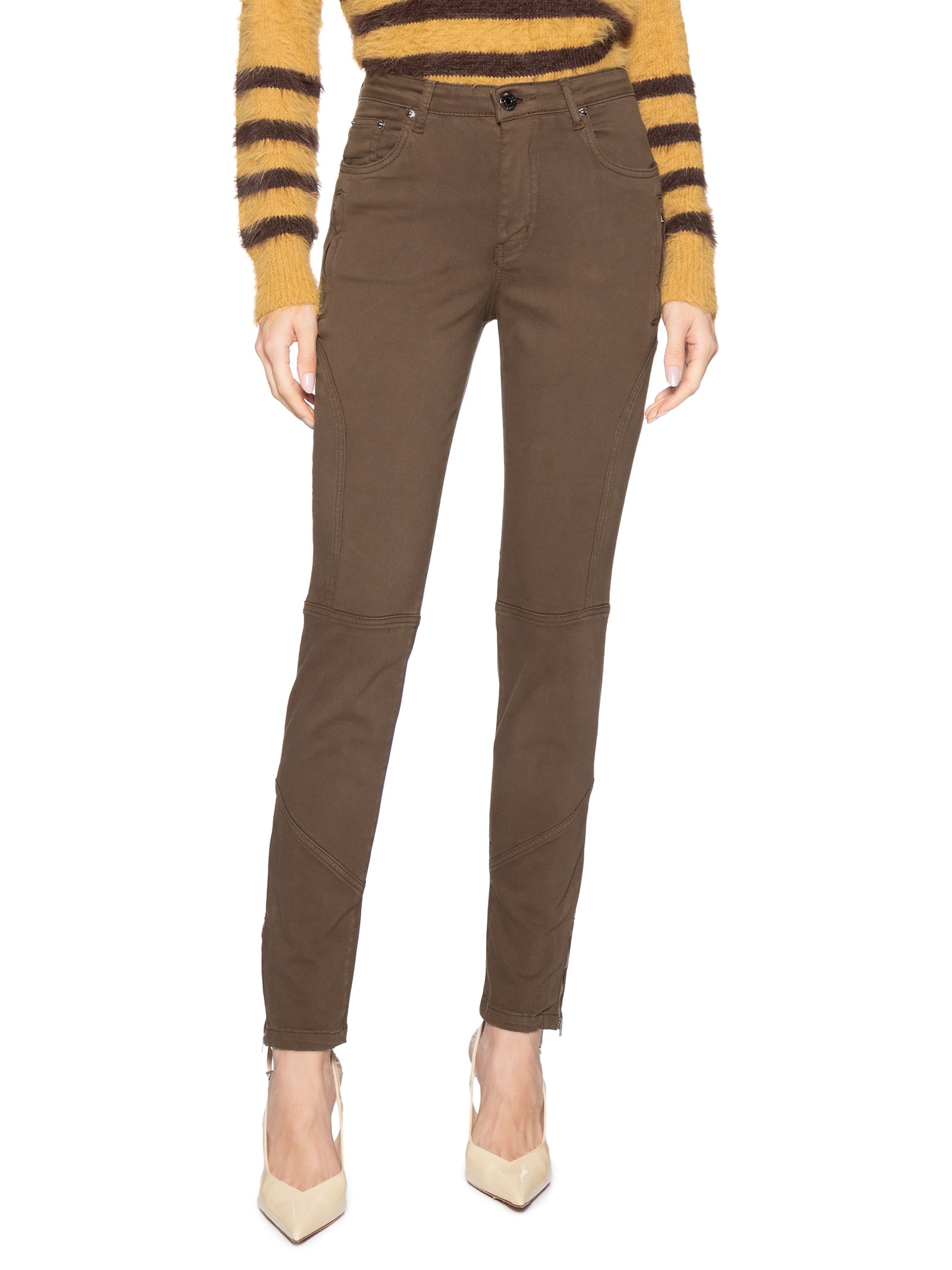 Calça Feminina Sarja Skinny Basic High Premium Marrom Animale Jeans