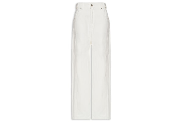 Calça Feminina Sarja Slouchy Com Recortes - Branco