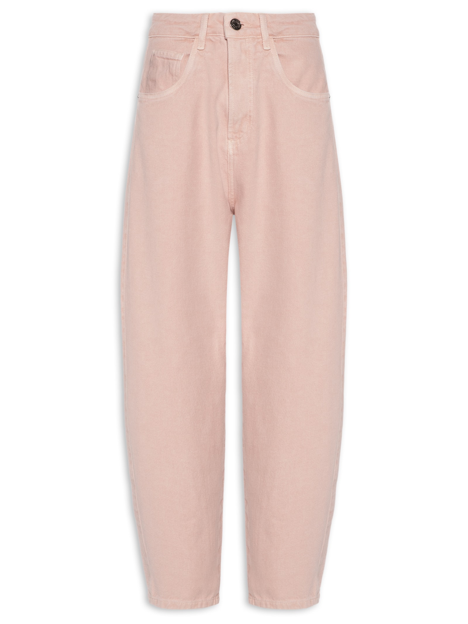 Calça Feminina Sarja Super Baggy Cintura Média Rosa Lança Perfume