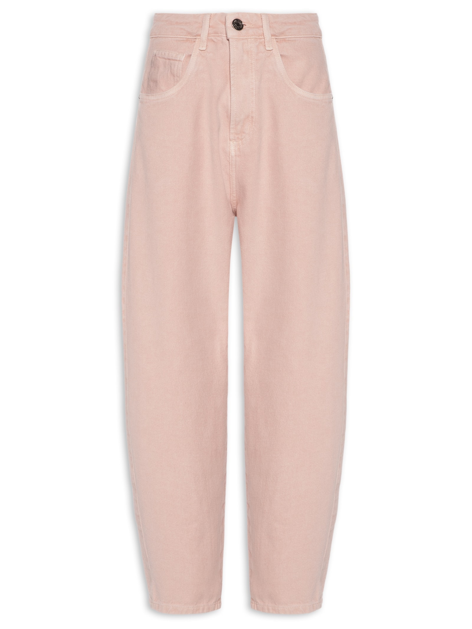 Calça Feminina Sarja Super Baggy Cintura Média Rosa Lança Perfume