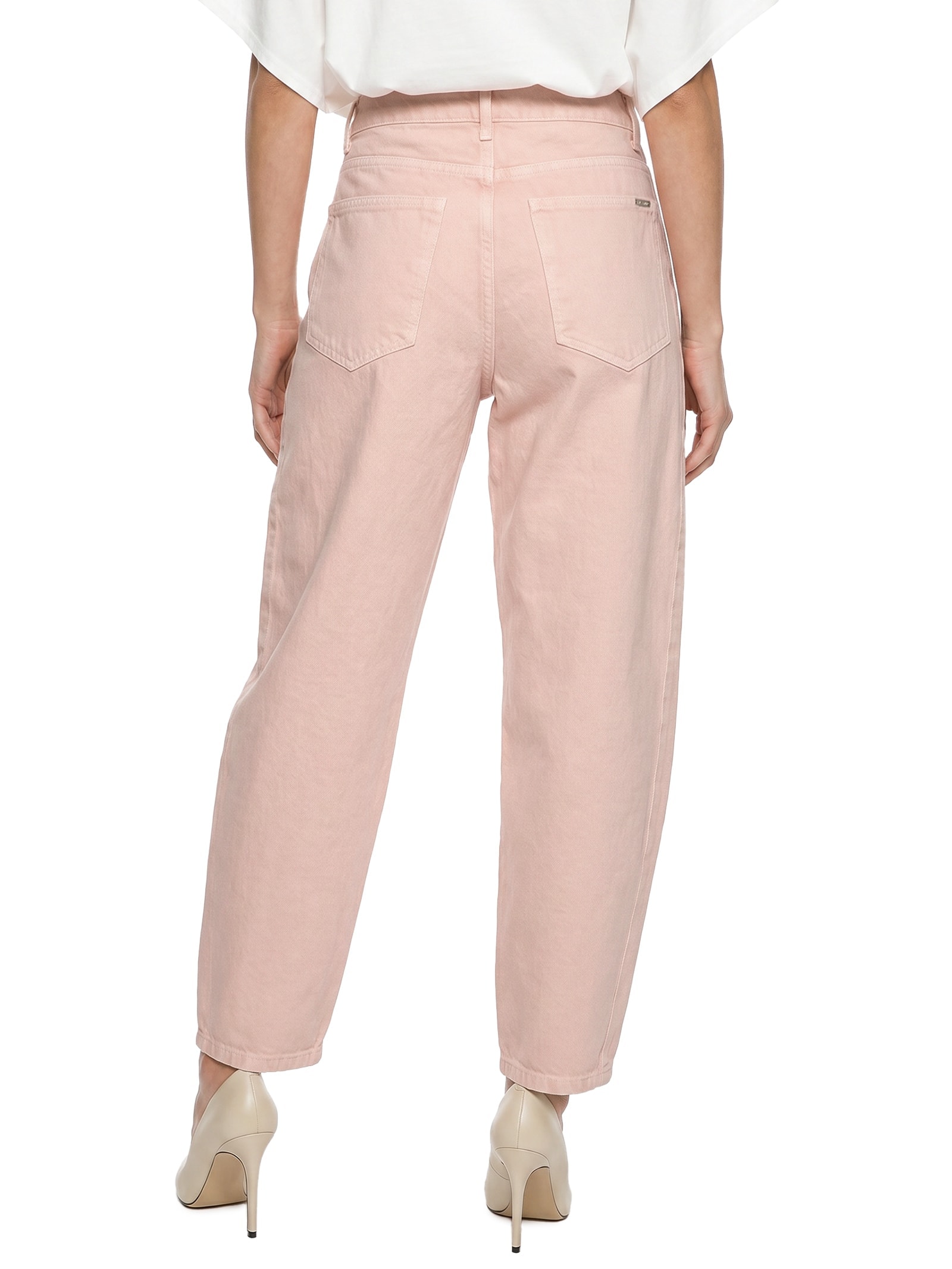 Calça Feminina Sarja Super Baggy Cintura Média Rosa Lança Perfume