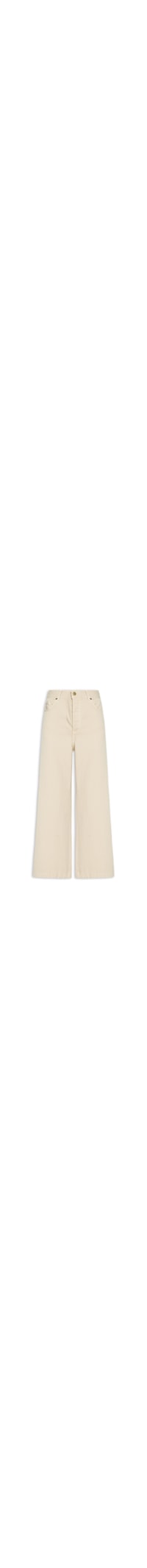 Calça Feminina Sarja Wide Cintura Alta - Bege