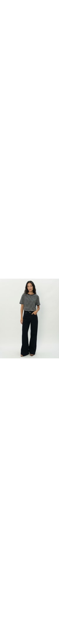 Calça Feminina Sarja Wide Leg Barra Larga - Preto