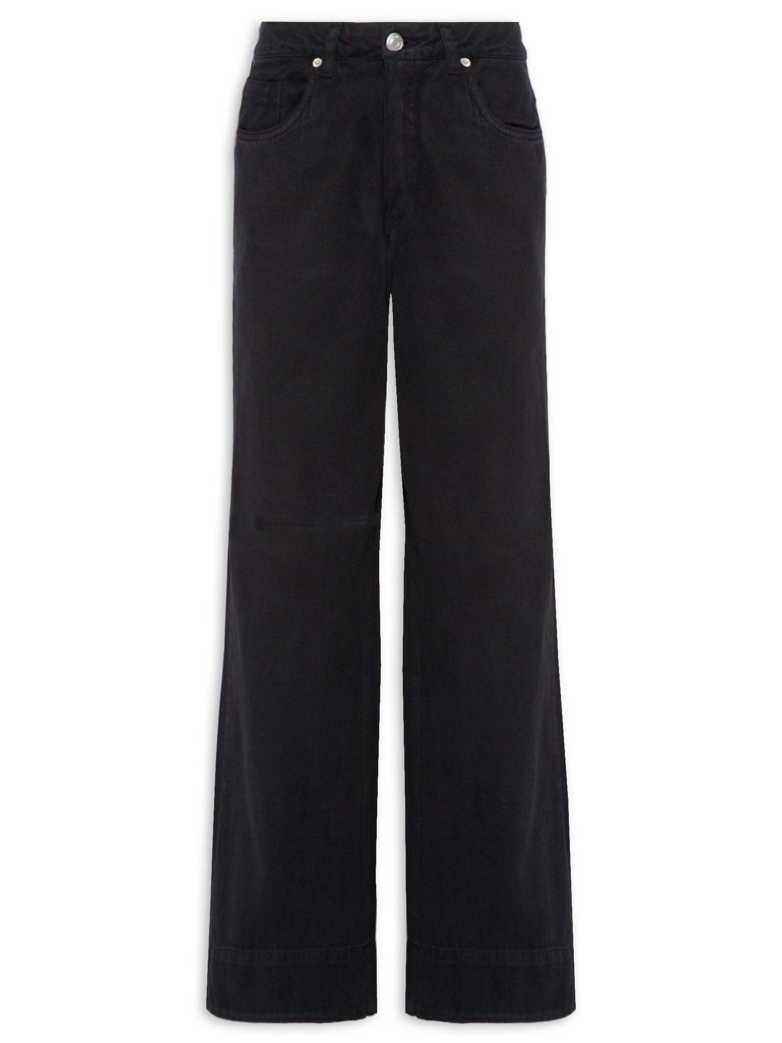 Calça Feminina Sarja Wide Leg Barra Larga Preto Maria Filó