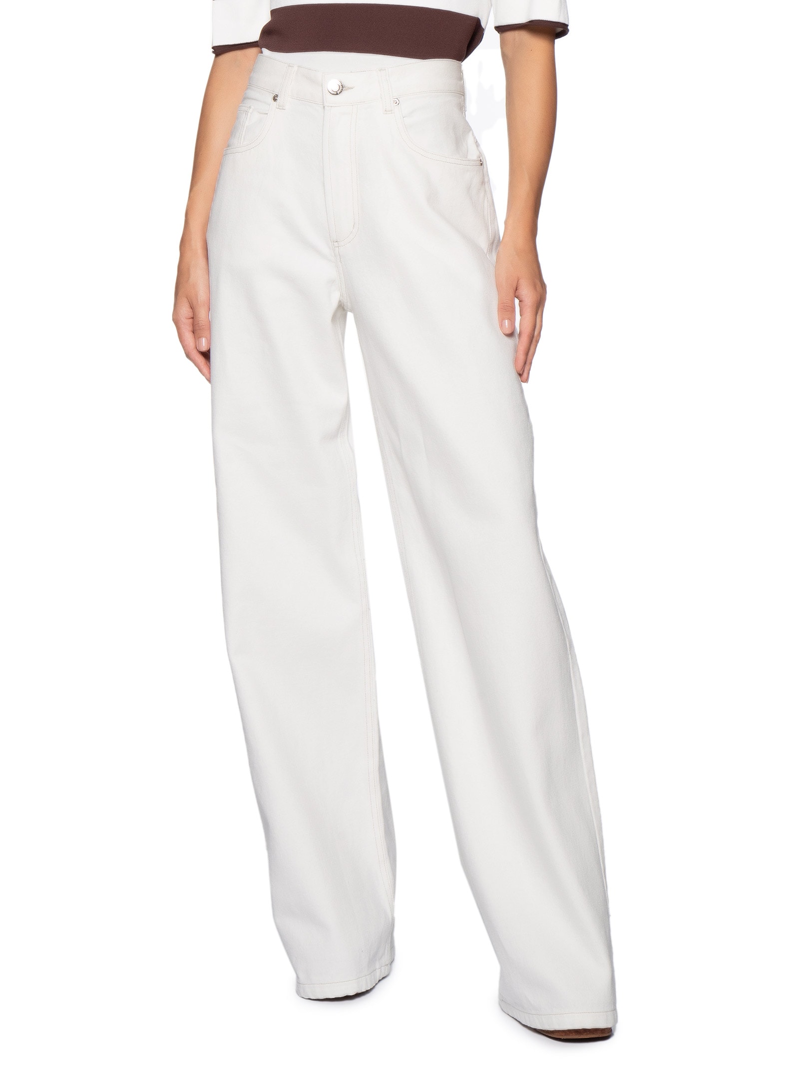 Calça Feminina Sarja Wide Leg Copenhague Basic Branco Animale Jeans