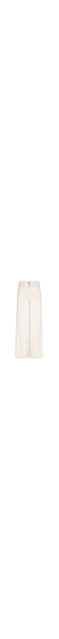 Calça Feminina Sarja Wide Leg Double Cinto - Branco
