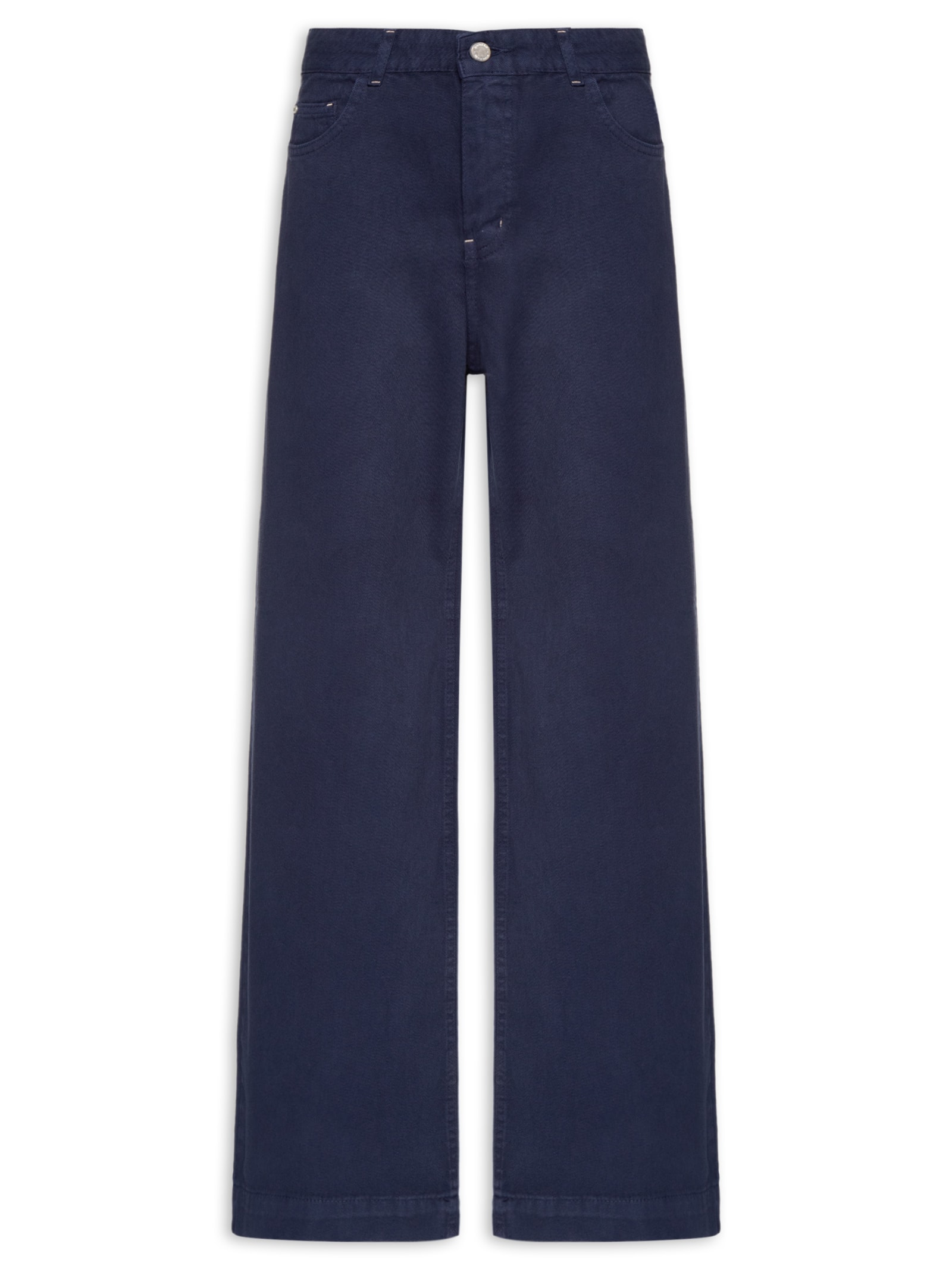 Calça Feminina Sarja Wide Leg Equilíbrio Azul Cantão