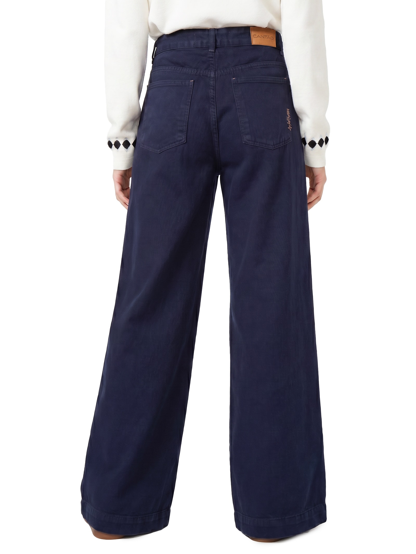 Calça Feminina Sarja Wide Leg Equilíbrio Azul Cantão