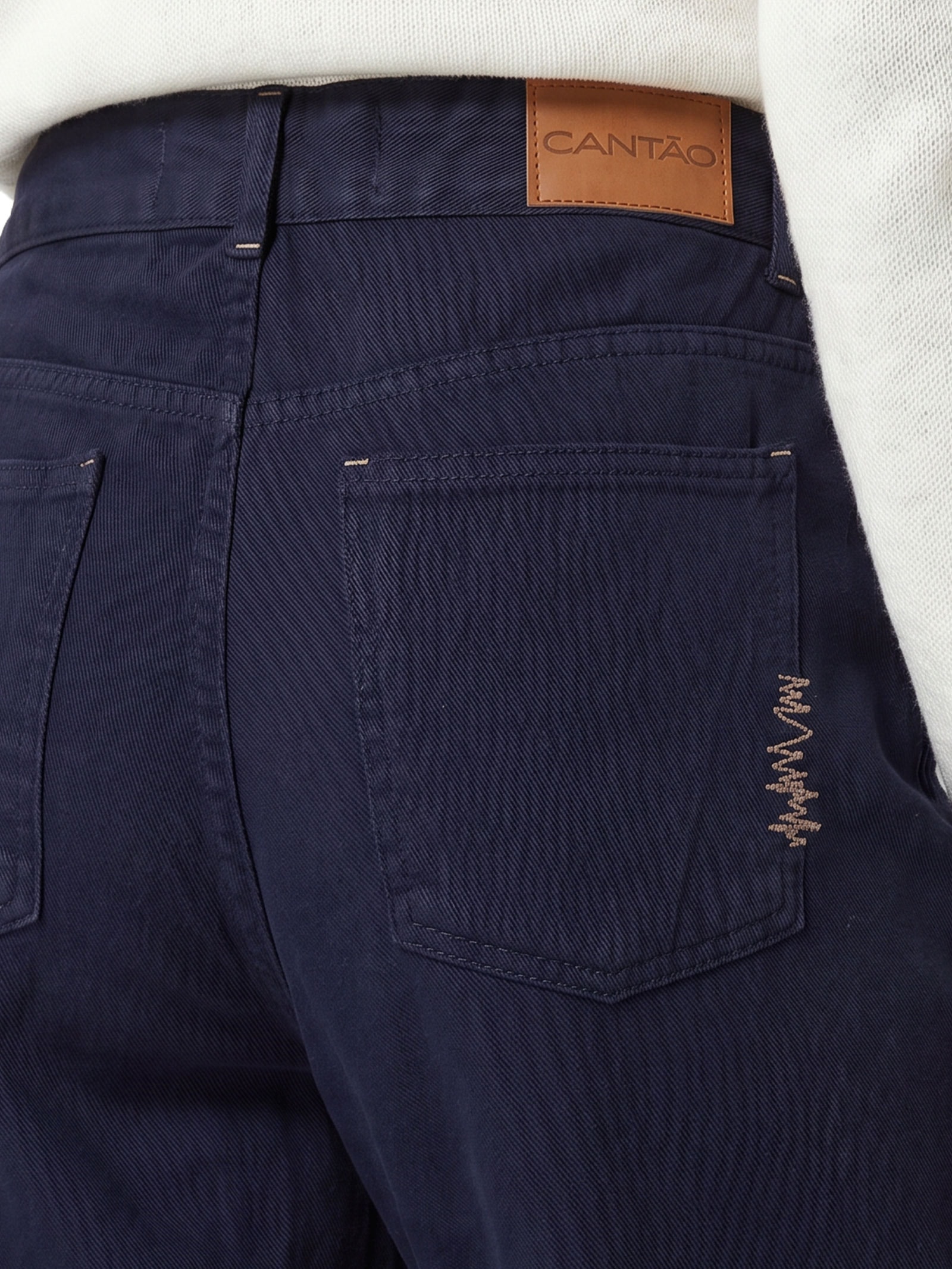 Calça Feminina Sarja Wide Leg Equilíbrio Azul Cantão