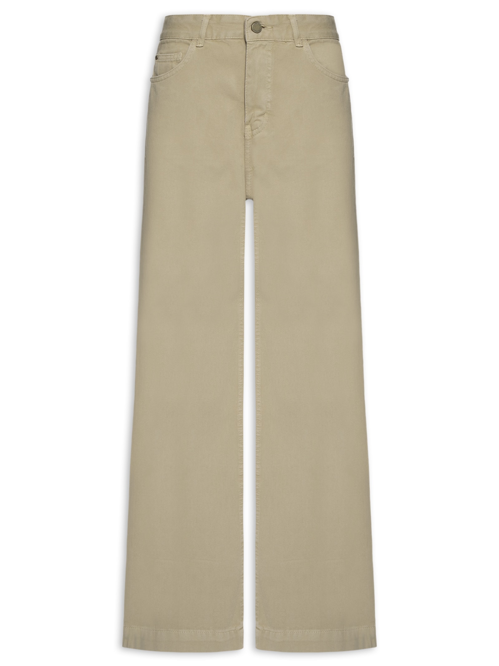Calça Feminina Sarja Wide Leg Equilíbrio Bege Cantão