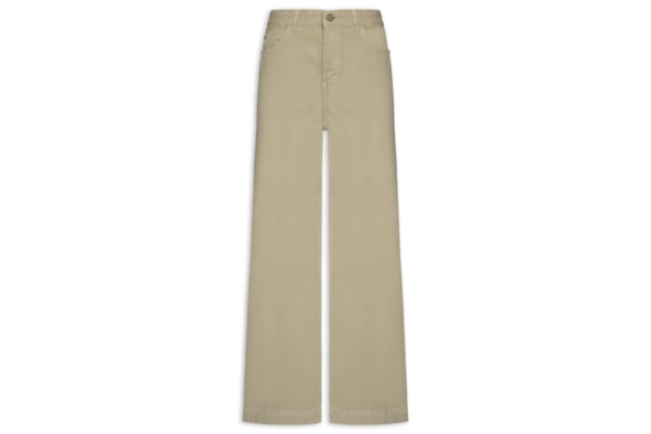 Calça Feminina Sarja Wide Leg Equilíbrio - Bege