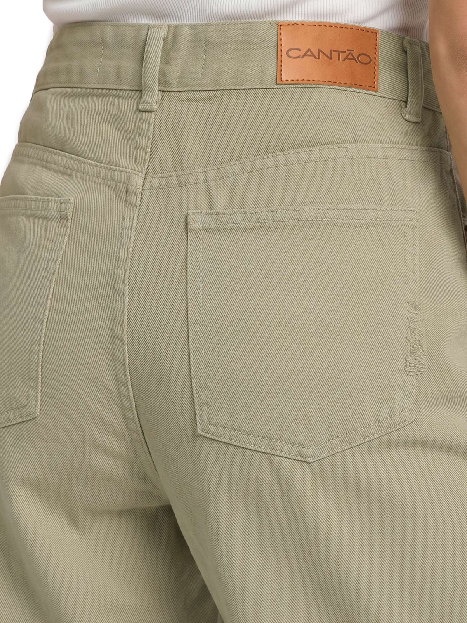 Calça Feminina Sarja Wide Leg Equilíbrio Bege Cantão