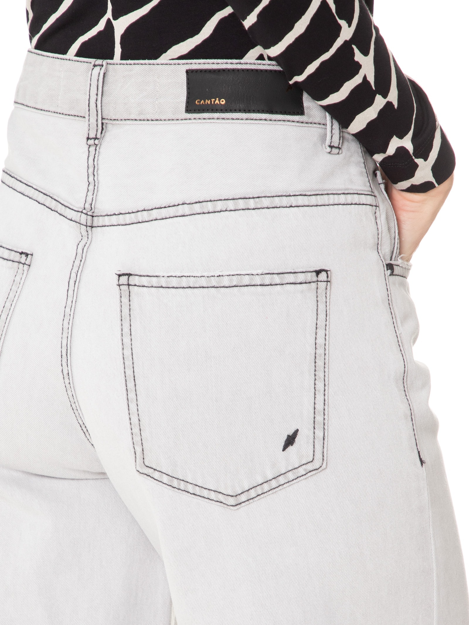 Calça Feminina Sarja Wide Leg Grey Cinza Cantão