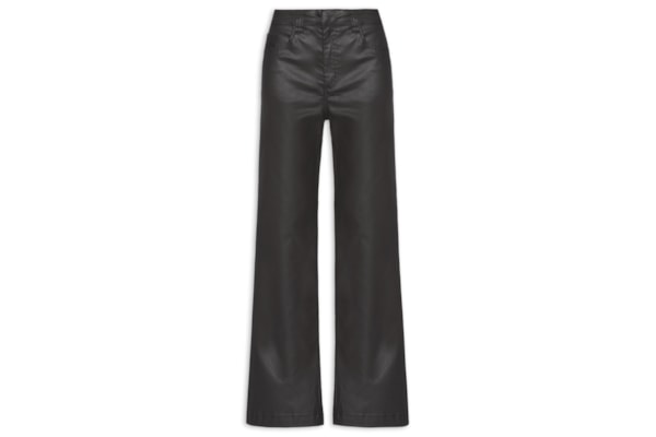 Calça Feminina Sarja Wide Resinada Alfaiataria - Preto