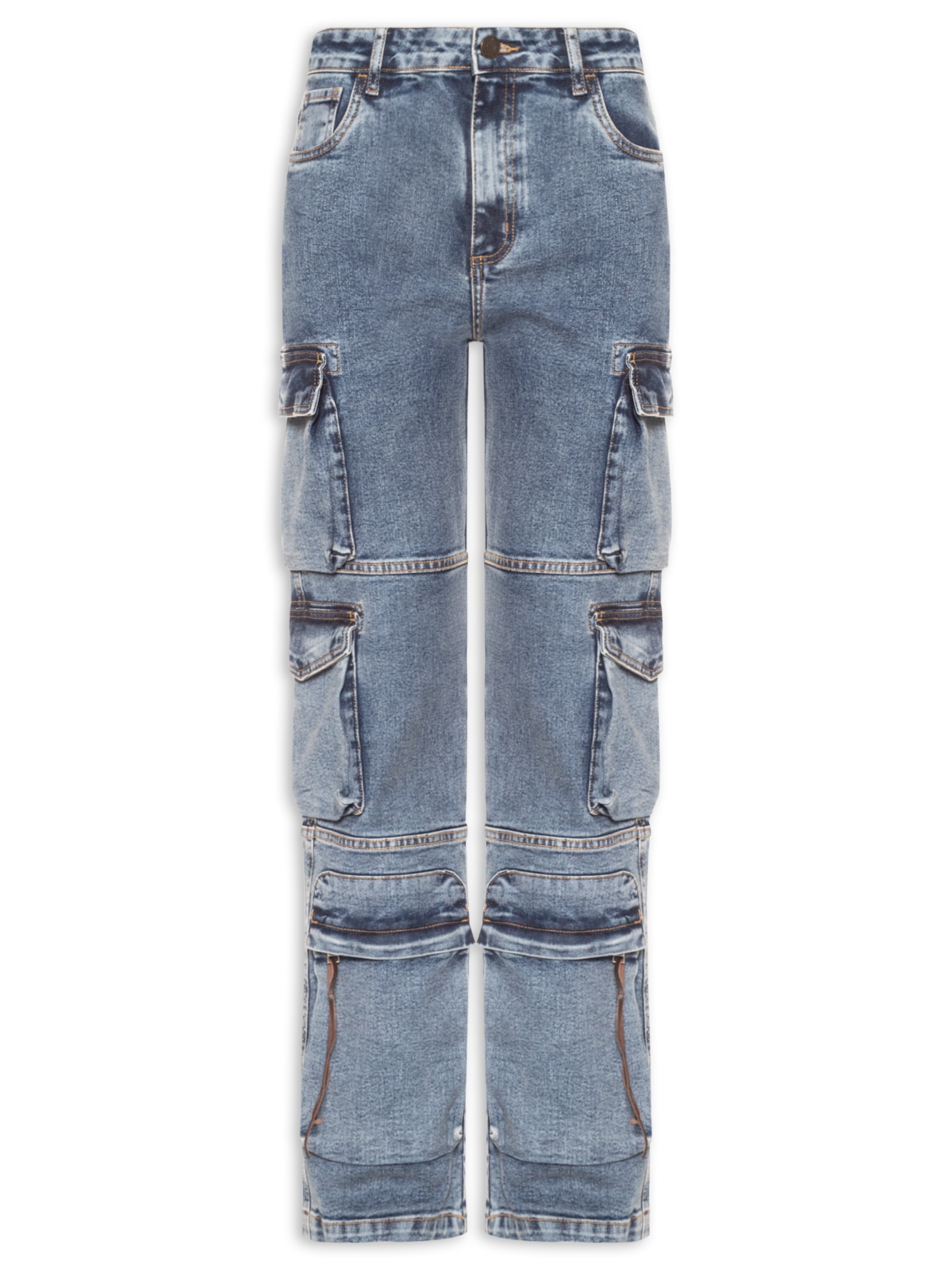 Calça Feminina Sasha Cargo Azul P7 Jeans