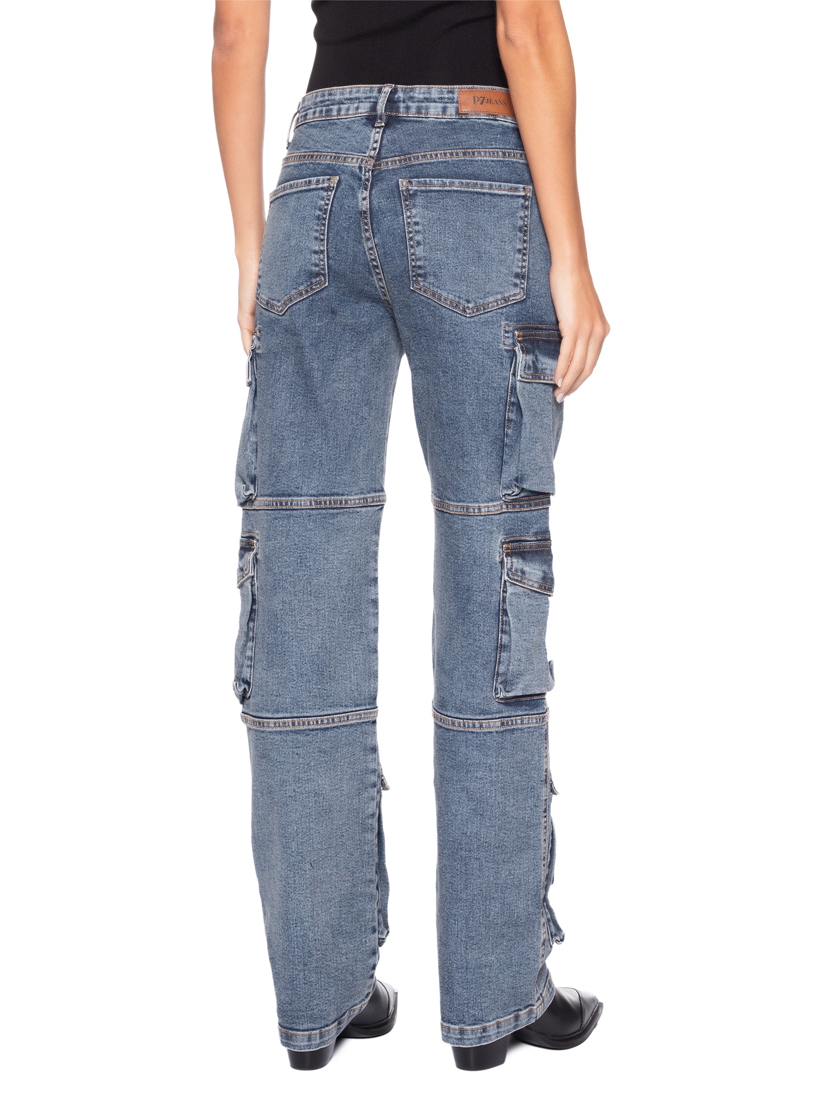 Calça Feminina Sasha Cargo Azul P7 Jeans